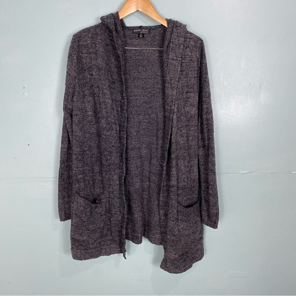 Barefoot Dreams 905 CozyChic Lite Gray Hooded Resort Cardigan Size Medium